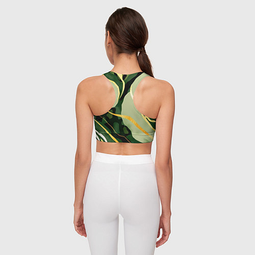 Женский спортивный топ Зеленый природный паттерн / 3D-принт – фото 4