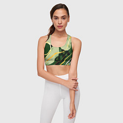 Топик спортивный женский Зеленый природный паттерн, цвет: 3D-принт — фото 2