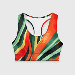 Топик спортивный женский Тропическая жаркая абстракция, цвет: 3D-принт