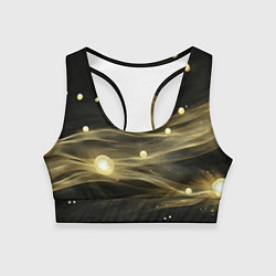 Топик спортивный женский Золотистый свет на черной текстуре, цвет: 3D-принт