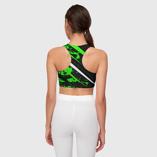 Женский спортивный топ Color black and green / 3D-принт – фото 4