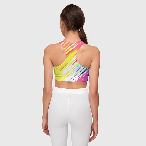 Женский спортивный топ Брызги краски на белом фоне / 3D-принт – фото 4