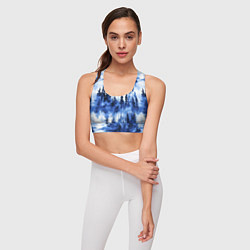 Топик спортивный женский Силуэты деревьев и отражения - акварельный лесной, цвет: 3D-принт — фото 2