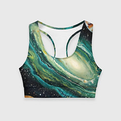 Топик спортивный женский Зеленая вселенная, цвет: 3D-принт