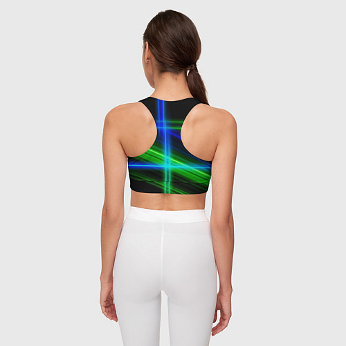 Женский спортивный топ Color blue black green / 3D-принт – фото 4