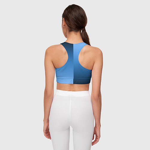 Женский спортивный топ Градиент сине-голубой пополам / 3D-принт – фото 4