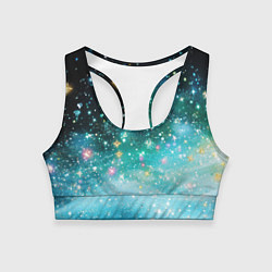 Женский спортивный топ Бирюзовые блестки фон