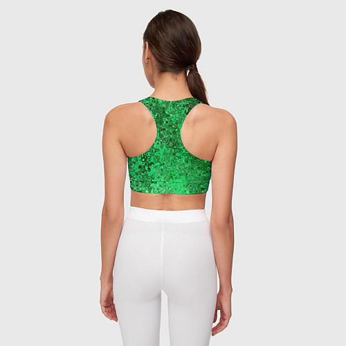 Женский спортивный топ Зелёный малахит абстрактная текстура / 3D-принт – фото 4