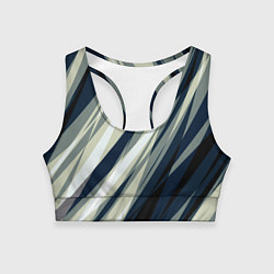 Топик спортивный женский Синий с оливковым диагональные полосы, цвет: 3D-принт