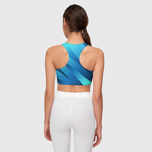 Женский спортивный топ Сине-голубой абстрактные полосы / 3D-принт – фото 4
