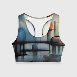 Топик спортивный женский Архитектурная абстракция в тумане, цвет: 3D-принт