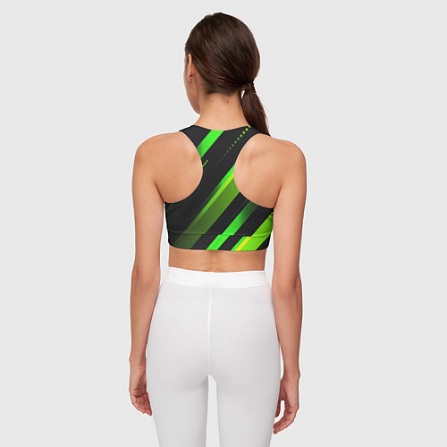 Женский спортивный топ Color black green / 3D-принт – фото 4