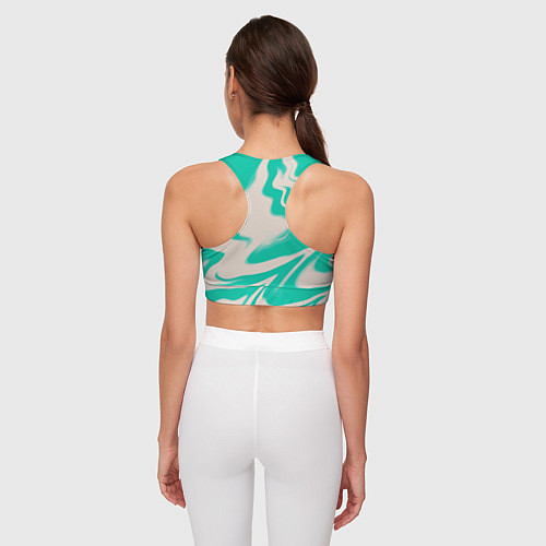 Женский спортивный топ Color white turquoise / 3D-принт – фото 4