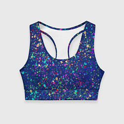 Топик спортивный женский Синий с разноцветными брызгами, цвет: 3D-принт