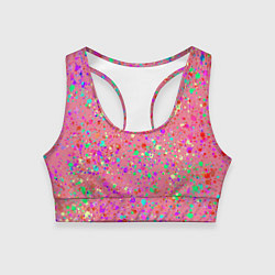 Женский спортивный топ Розовый с разноцветными брызгами