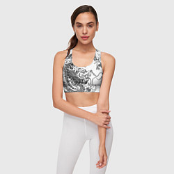 Топик спортивный женский Татуировка дракона на белом, цвет: 3D-принт — фото 2