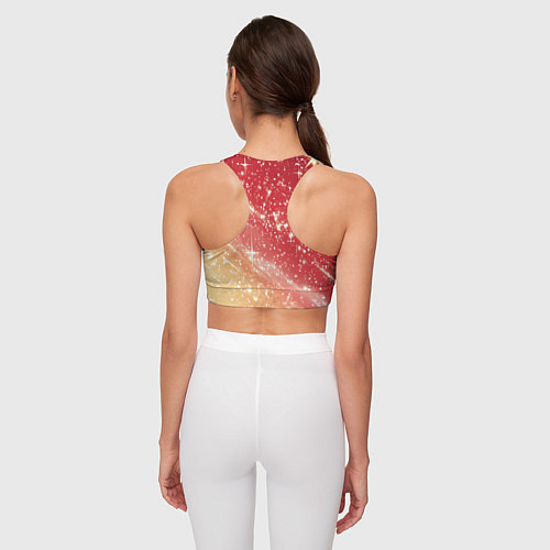 Женский спортивный топ Розово-золотая текстура с блеском / 3D-принт – фото 4