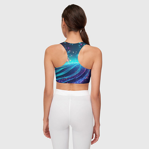 Женский спортивный топ Сине-фиолетовая волнистая текстура / 3D-принт – фото 4