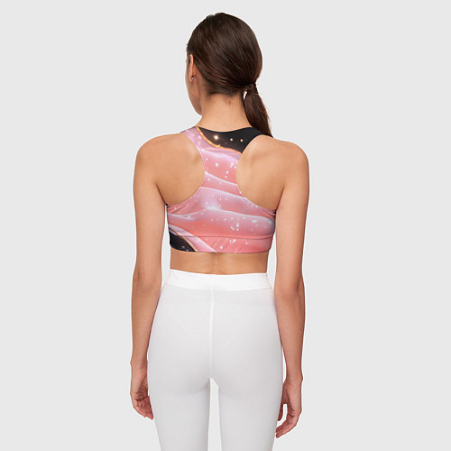 Женский спортивный топ Розовая волнистая текстура на черном / 3D-принт – фото 4