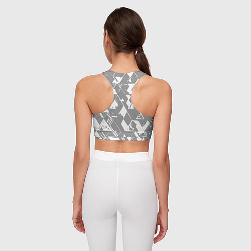 Женский спортивный топ Светлый серый геометричный паттерн / 3D-принт – фото 4