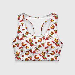 Женский спортивный топ Русский народный орнамент в стиле росписей Северно