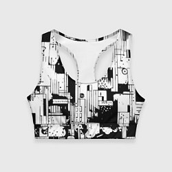 Топик спортивный женский Чёрно-белый светлая абстракция, цвет: 3D-принт