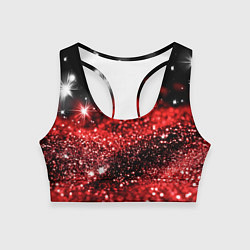 Топик спортивный женский Красно-черная блестящая текстура, цвет: 3D-принт