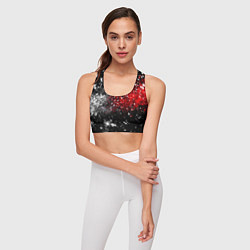 Топик спортивный женский Бело-красные блестяшки на черном, цвет: 3D-принт — фото 2