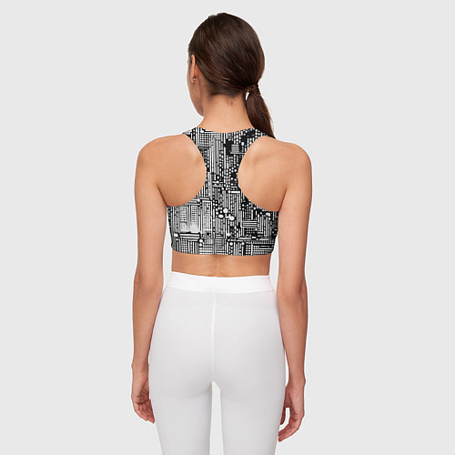 Женский спортивный топ Чёрно-белые абстракция точки полоски / 3D-принт – фото 4