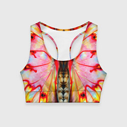 Топик спортивный женский Разворот бабочки, цвет: 3D-принт