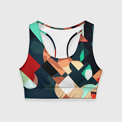 Топик спортивный женский Сине-бежевый абстракция, цвет: 3D-принт