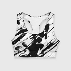 Женский спортивный топ Брызги и штрихи черной краски