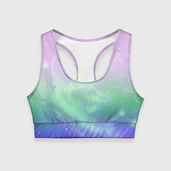 Топик спортивный женский Космический бледный розово-синий, цвет: 3D-принт