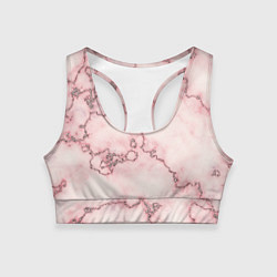 Топик спортивный женский Розовая абстракция с мраморной текстурой и блеском, цвет: 3D-принт