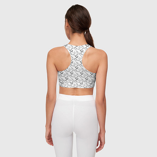 Женский спортивный топ Черно белый ягодный узор ретро / 3D-принт – фото 4