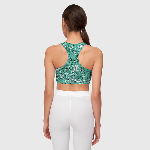 Женский спортивный топ Бирюзовый с чёрно-белыми пятнами / 3D-принт – фото 4