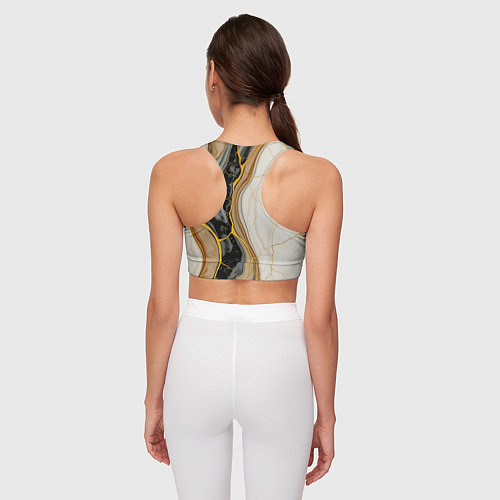Женский спортивный топ Золотистые прожилки в мраморе / 3D-принт – фото 4