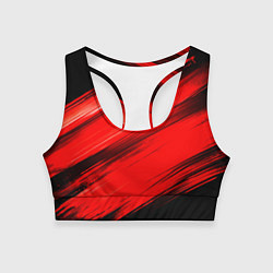 Топик спортивный женский Красные мазги краски на черном, цвет: 3D-принт