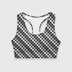 Топик спортивный женский Белый серый горох на черном ретро, цвет: 3D-принт