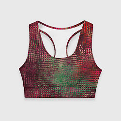 Женский спортивный топ Текстурный тёмный красно-зелёный