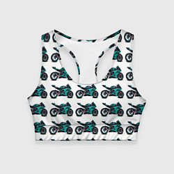 Топик спортивный женский Motorbike light blue, цвет: 3D-принт