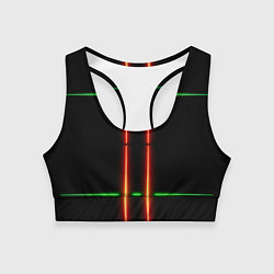 Топик спортивный женский Neon green black red line, цвет: 3D-принт