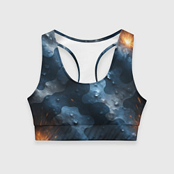 Топик спортивный женский Синий камуфляж с каплями, цвет: 3D-принт