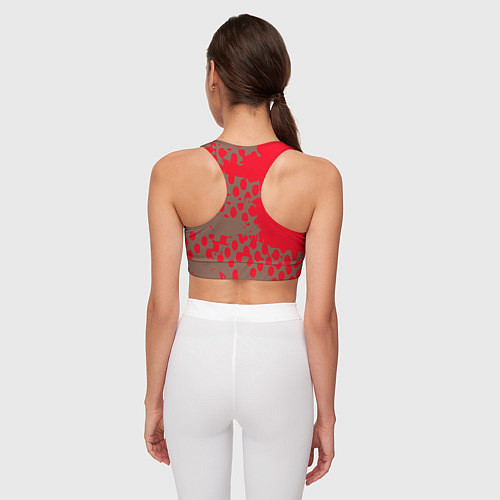 Женский спортивный топ Абстрактные алые пятна на цвете какао / 3D-принт – фото 4