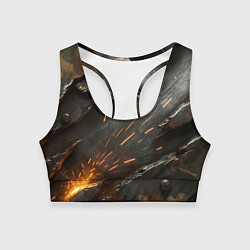 Топик спортивный женский Искры метала под камуфляжем, цвет: 3D-принт