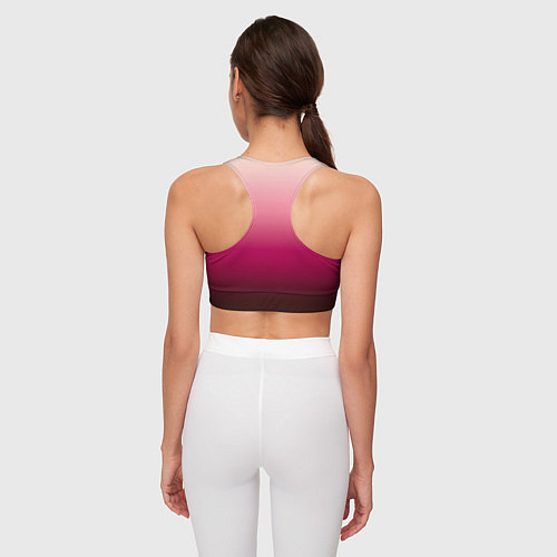 Женский спортивный топ Градиент transcendent pink омбре / 3D-принт – фото 4