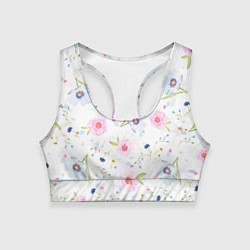 Топик спортивный женский Нежные цветочки, цвет: 3D-принт