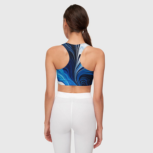Женский спортивный топ Бело синяя абстракция / 3D-принт – фото 4