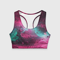 Топик спортивный женский Космическая абстракция с геометрическими фигурами, цвет: 3D-принт