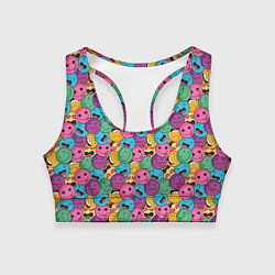 Топик спортивный женский Смайлики - паттерн, цвет: 3D-принт